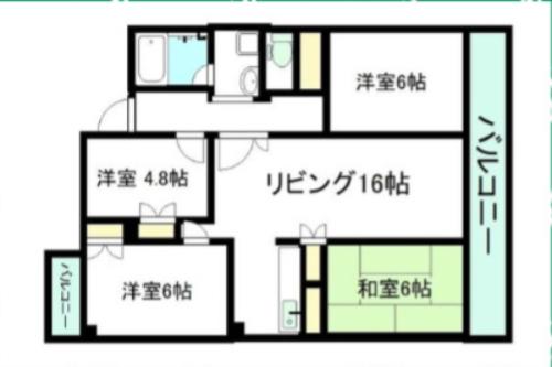 山王S棟(4LDK/5階)の間取り写真