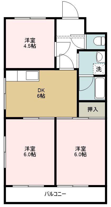 パールハイツ(3DK/1階)の間取り写真