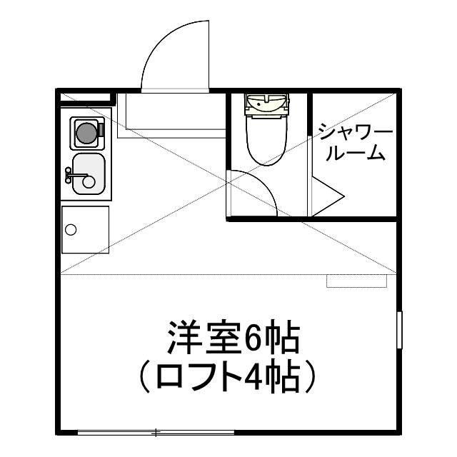 ユナイト黄金町ウォルトンの杜(ワンルーム/2階)の間取り写真