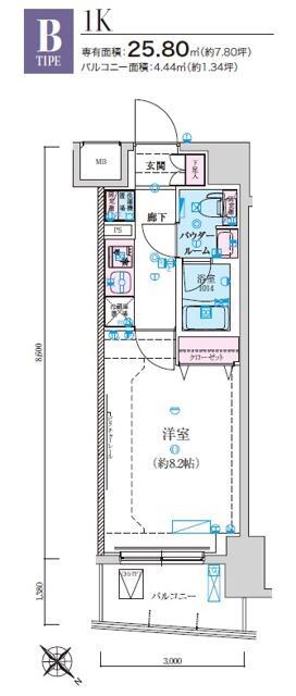 リヴシティ墨イースト(1K/5階)の間取り写真