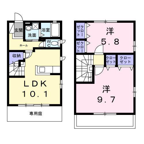 パストラルA棟(2LDK/1階)の間取り写真