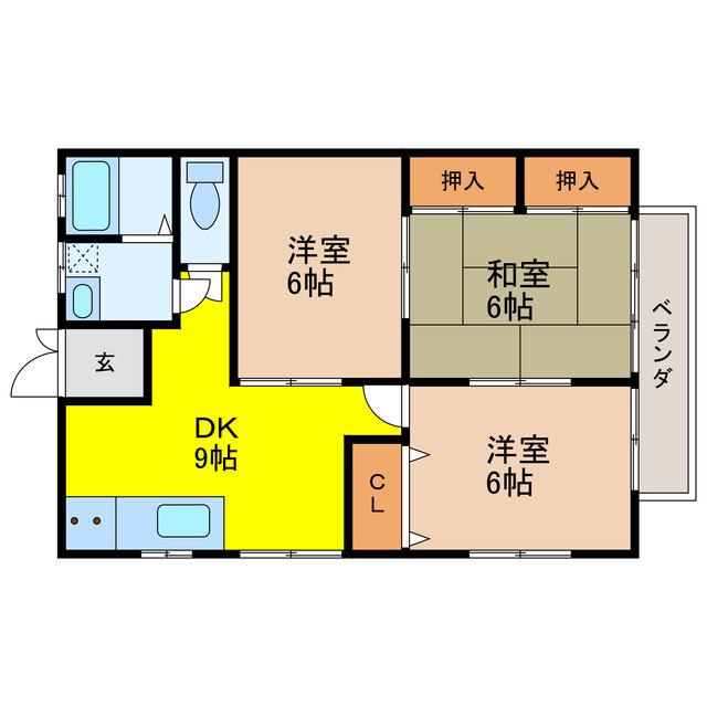 コーポ南里(3DK/2階)の間取り写真