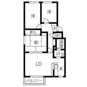 ローヤルハイツ菊水元町(3LDK/2階)の間取り写真