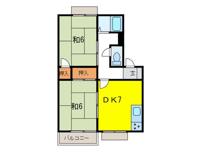 コーポシティ(2DK/2階)の間取り写真