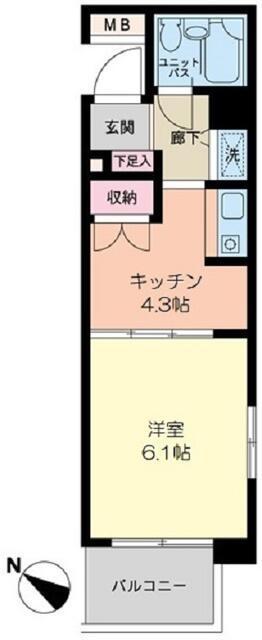 パーク・ノヴァ伊勢佐木長者町(1K/4階)の間取り写真