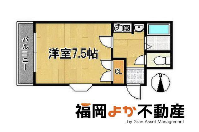 クラージュ舞鶴(1K/5階)の間取り写真