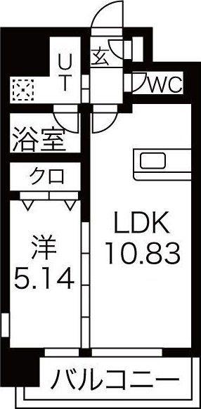 セントフィールド榴ヶ岡アネックス(1LDK/8階)の間取り写真