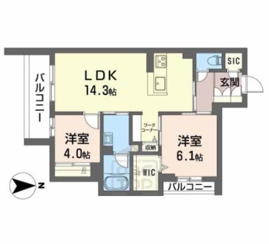 シャーメゾン豊中南5 B棟(2LDK/3階)の間取り写真
