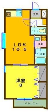 ヴィブレヴィスタシアA(1LDK/2階)の間取り写真