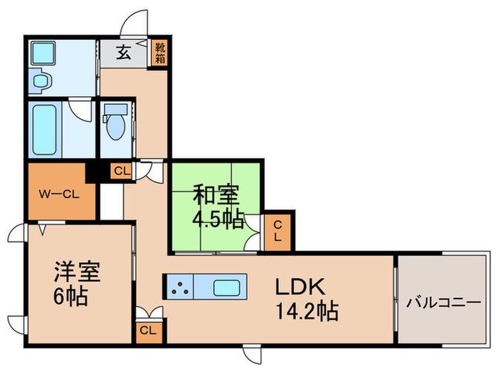 空彩ヒルズ(2LDK/2階)の間取り写真