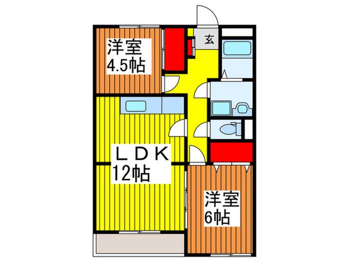 コミネマンション(2LDK/2階)の間取り写真