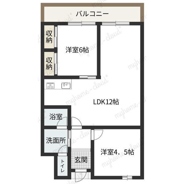 三和マンション(2LDK/3階)の間取り写真