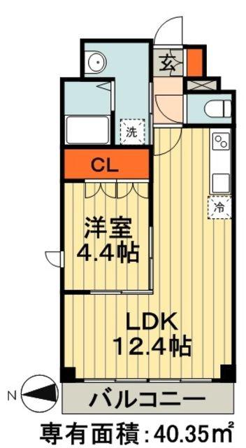 セザン新町(1LDK/2階)の間取り写真