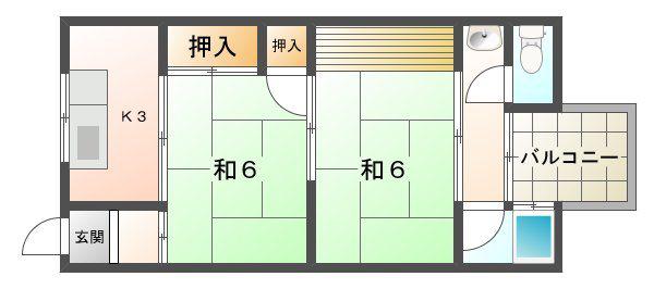 大作コーポ(2K/5階)の間取り写真
