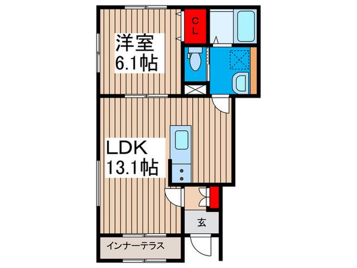 リーブルファイン草加両新田II(1LDK/1階)の間取り写真