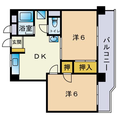 野間リッチハイツ(2DK/3階)の間取り写真