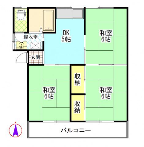 鮎川ハイツA(3DK/2階)の間取り写真