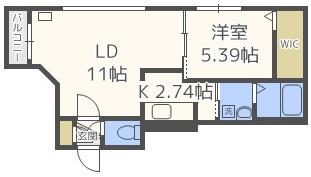 シャトーライフ近代美術館前1(1LDK/2階)の間取り写真