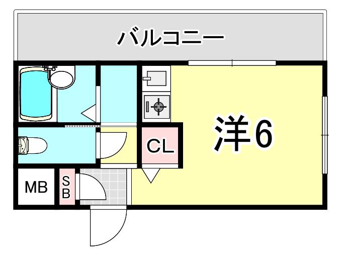 サンコスモ塚口(ワンルーム/2階)の間取り写真