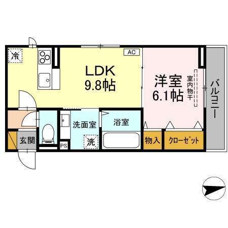 PALACIO B(1LDK/2階)の間取り写真