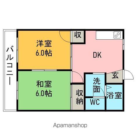 シャレオ末広(2DK/2階)の間取り写真