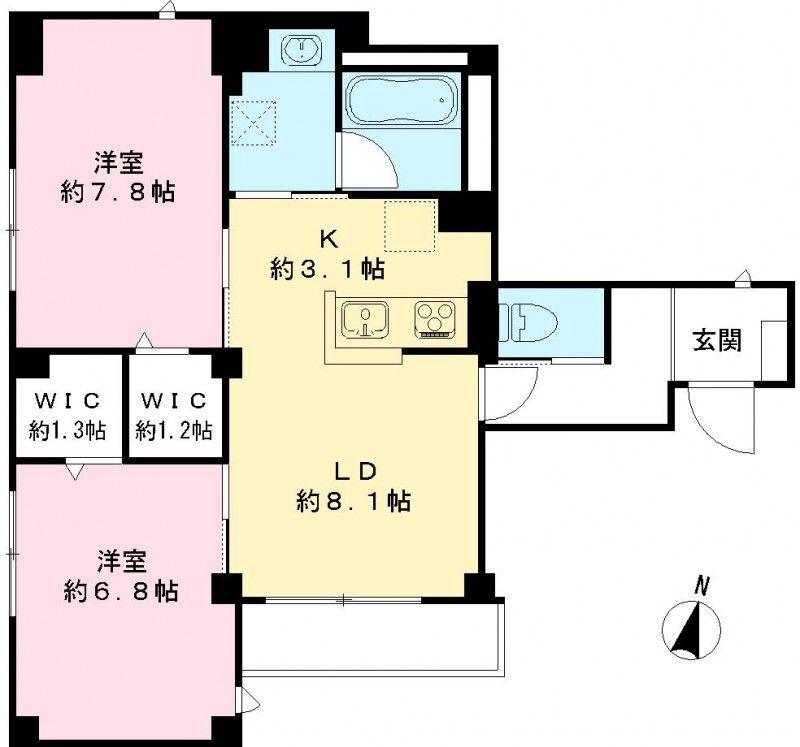 ディアマンテ(2LDK/2階)の間取り写真