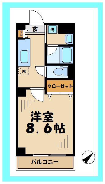 KIDマンション(1K/2階)の間取り写真