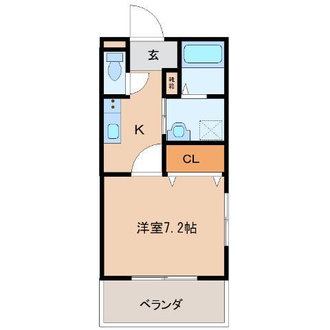 サンビレッジB(1K/2階)の間取り写真