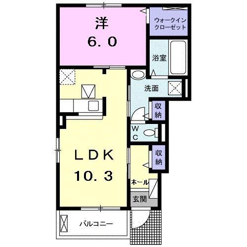 アベニール A(1LDK/1階)の間取り写真