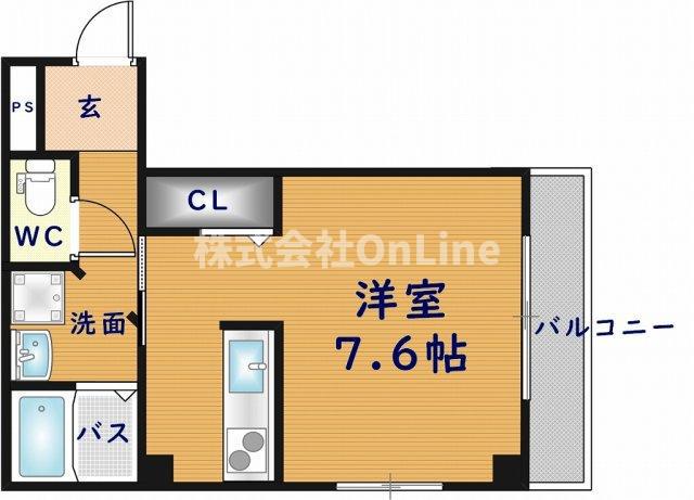 カインド高井田(1K/4階)の間取り写真