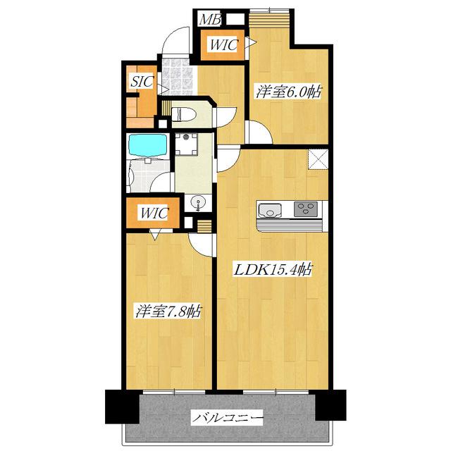 ロイヤルパークス新田(2LDK/2階)の間取り写真