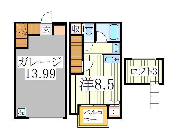 SKガレジオ西白井II(ワンルーム/1階)の間取り写真