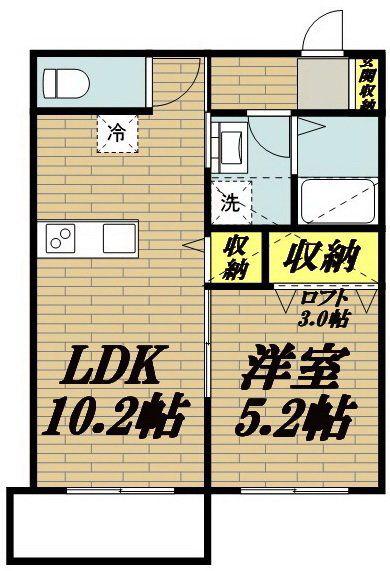 ミル クラルテ(1LDK/2階)の間取り写真