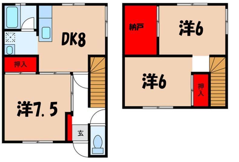 北原マンション(3DK/1階)の間取り写真