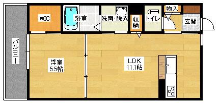 リヴェール祇園(1LDK/1階)の間取り写真