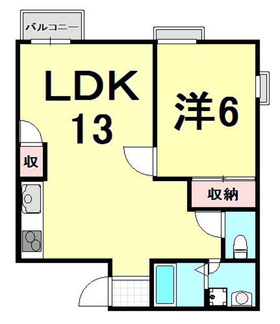 今津ロイヤルマンション(1LDK/1階)の間取り写真