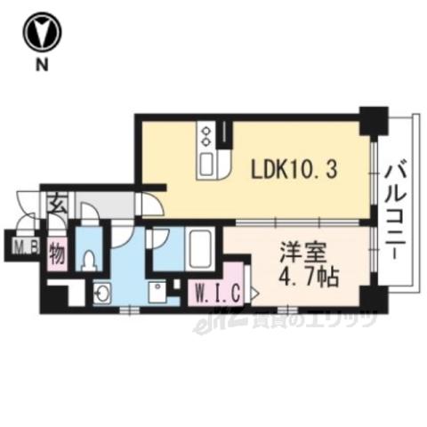 ドリーミオ東向日(1LDK/5階)の間取り写真