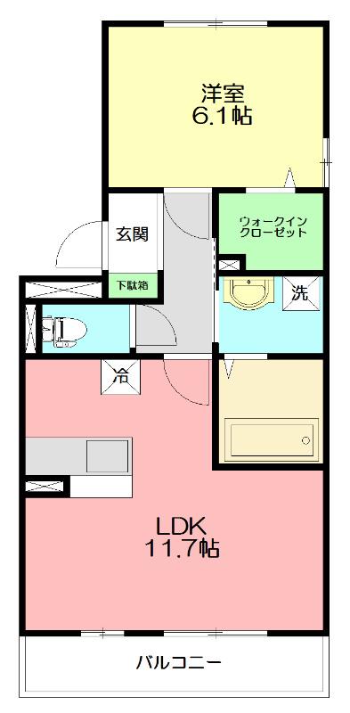 コトー B(1LDK/3階)の間取り写真