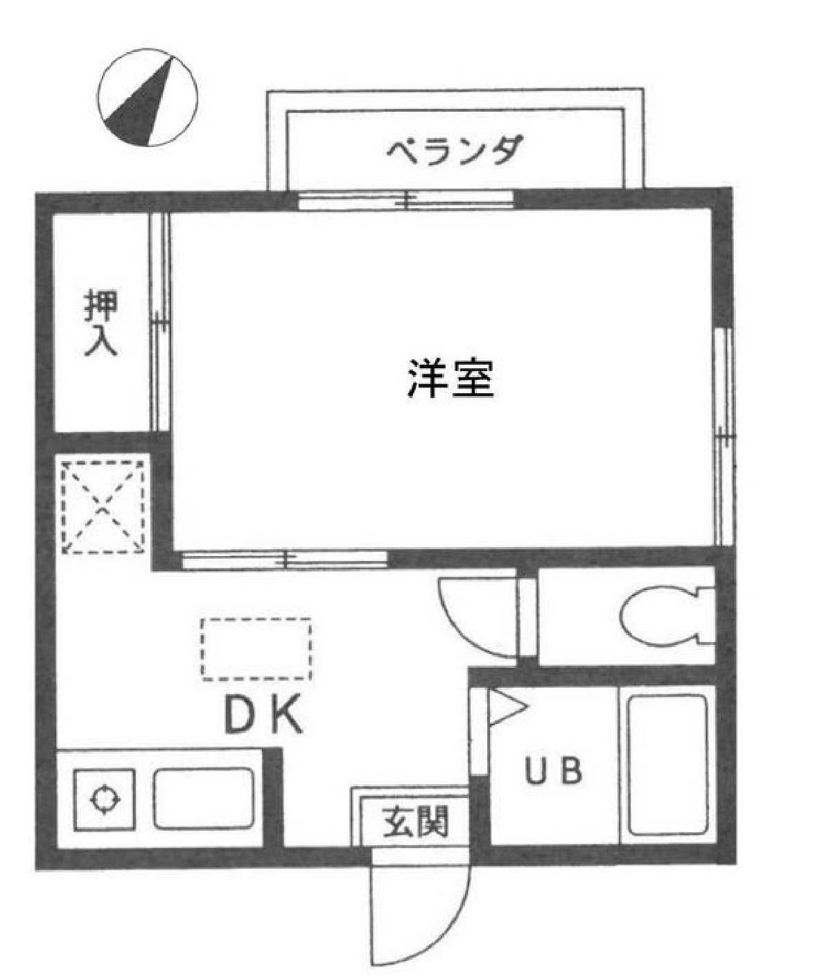ハーモニーヒル(1DK/2階)の間取り写真