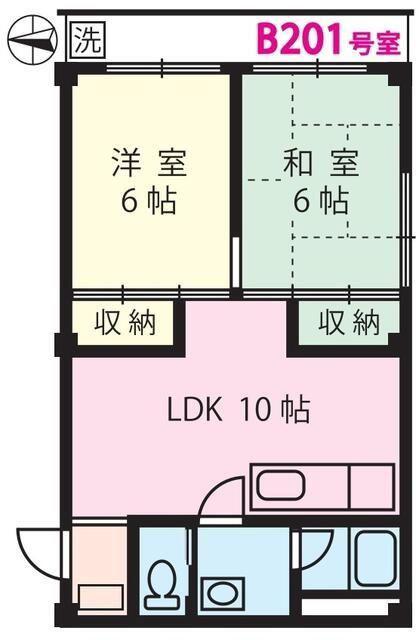 ニューエターナル(2LDK/2階)の間取り写真