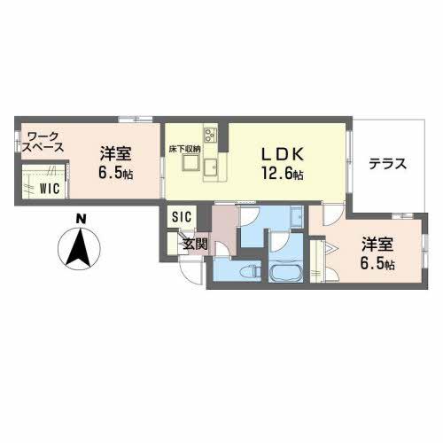 SHAMAISON LA CASA FELICE(2LDK/1階)の間取り写真