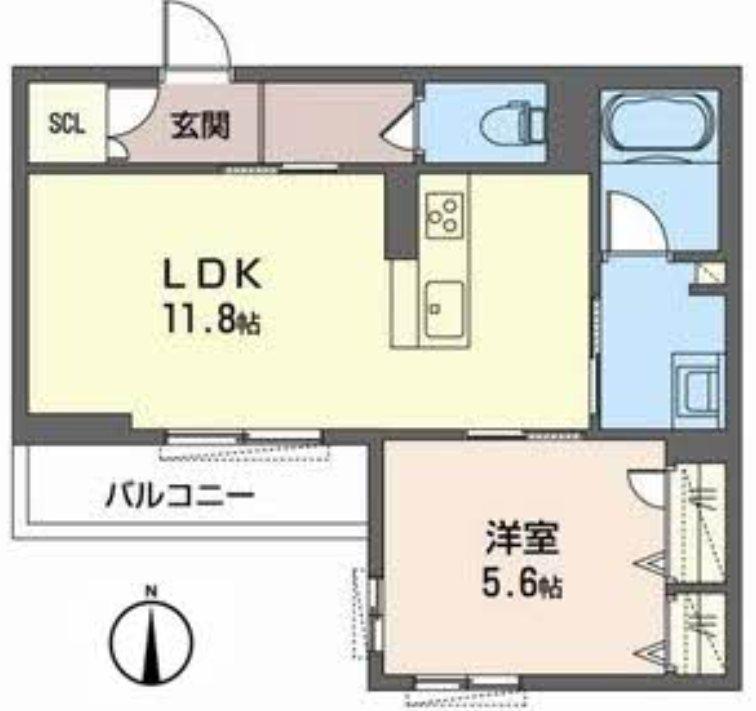 メゾン ド ラフィネ(1LDK/2階)の間取り写真