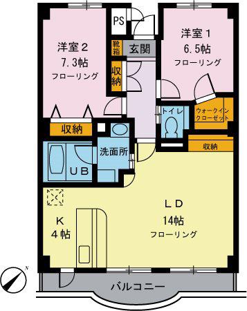 メロディーア(2LDK/3階)の間取り写真