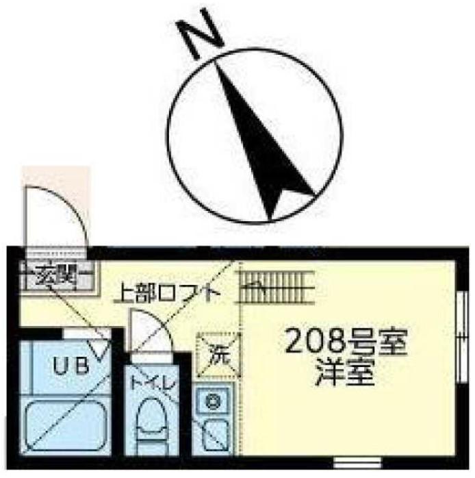 ユナイト石川町ぺルファボーレ(ワンルーム/2階)の間取り写真