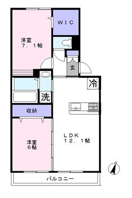 大勘ヒルズ(2LDK/1階)の間取り写真