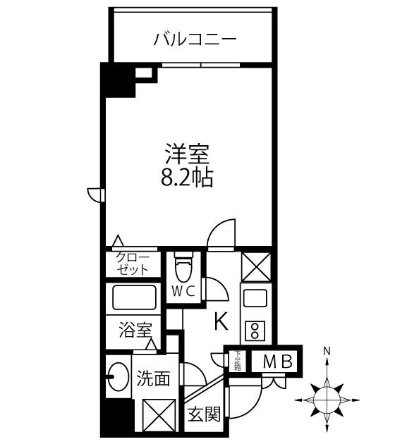 パークフロント常盤(1K/2階)の間取り写真