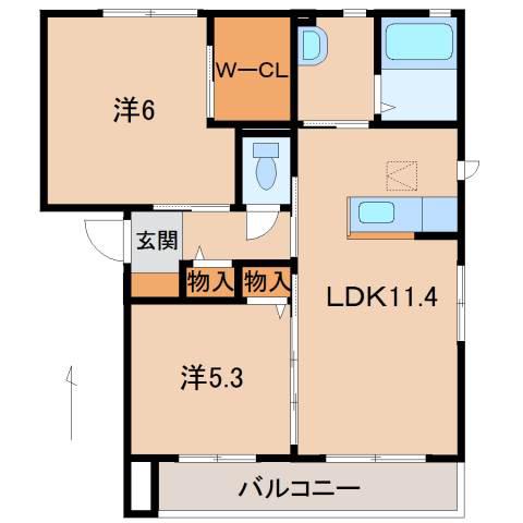 シャーメゾン太田(2LDK/1階)の間取り写真