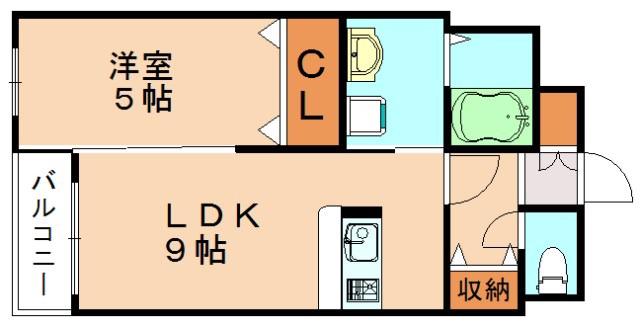 クレストール立岩(1LDK/2階)の間取り写真