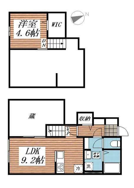 ベルリード吉岡上町B(1LDK/1階)の間取り写真