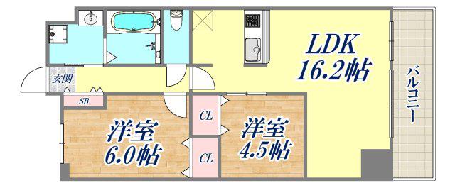 CREER RIVIERE3(2LDK/6階)の間取り写真